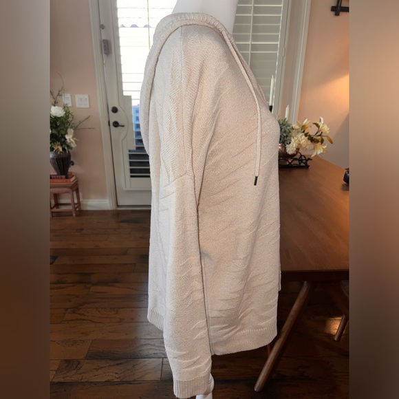 American Eagle Textured / Design Knit Hooded Sweater Beige / Cream Size L - Picture 2 of 6